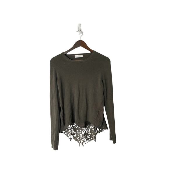 Bailey 44 Women's Love Ya So Sweater open back crochet lace hem sweater in large - Picture 2 of 2